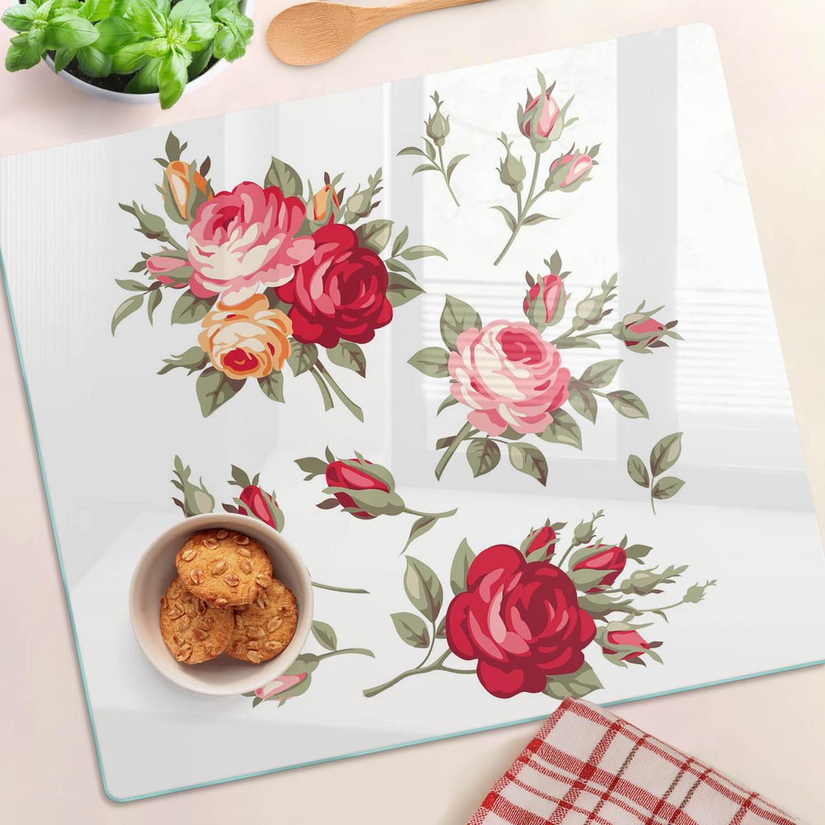 GLASPLATTE 60x52 cm Rosen - Rot, Glas (60/0.4/52cm) - TULUP