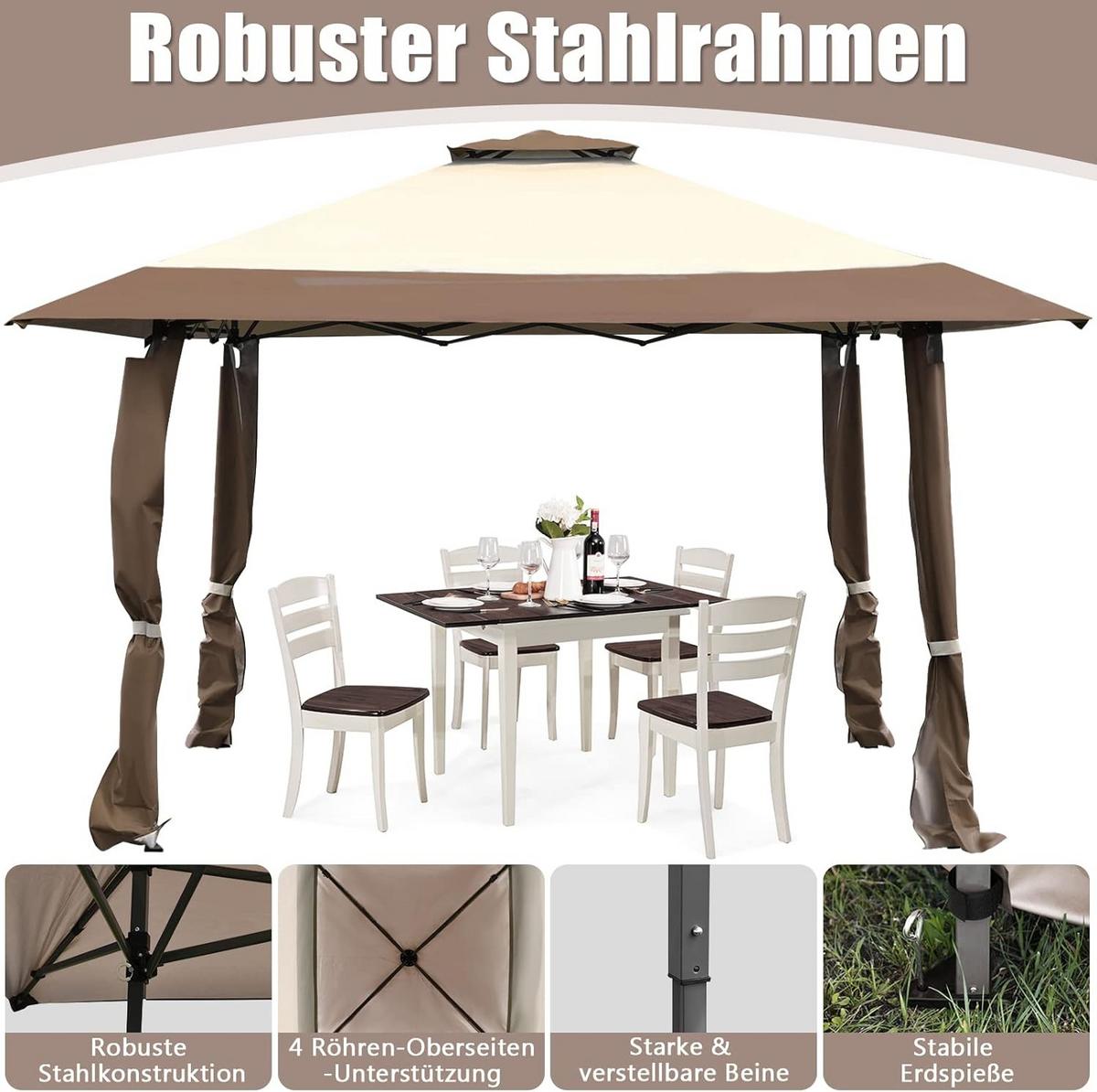 PAVILLON Braun - Braun, Textil (395/284/395cm) - COSTWAY
