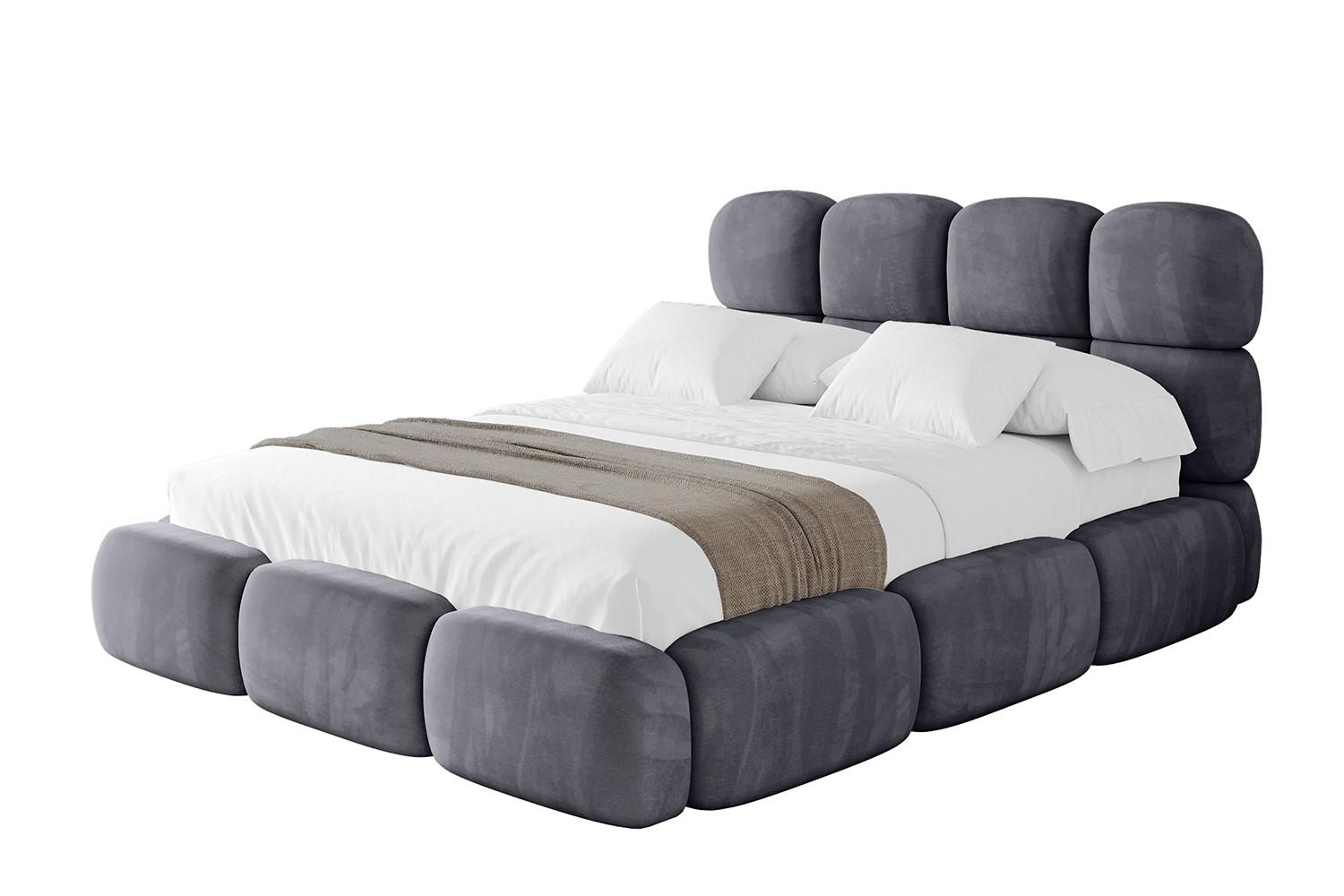 POLSTERBETT mit Bettkasten und Lattenrost, Bett mit Matratze H3/H4 - NOMA 180x200 Dunkelgrau - Dunkelgrau, Holzwerkstoff/Textil (180/200cm) - ALTDECOR