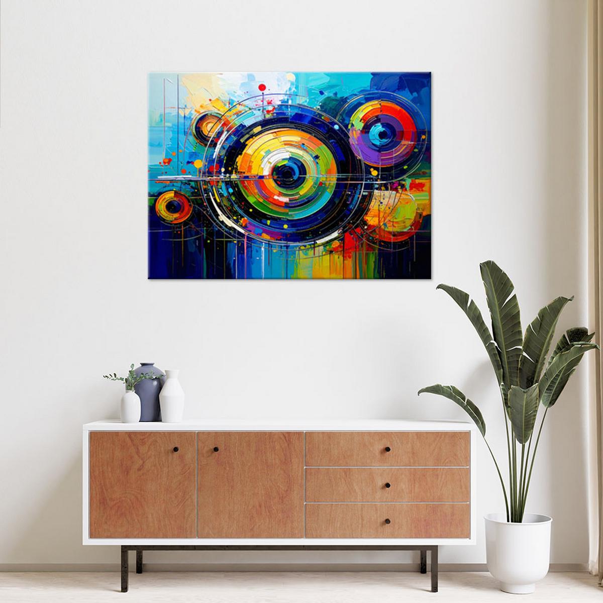 LEINWANDBILD bunte Kreise Abstrakt wie ein Gemälde 60x40cm - Multicolor, Textil (60/40cm) - Feeby