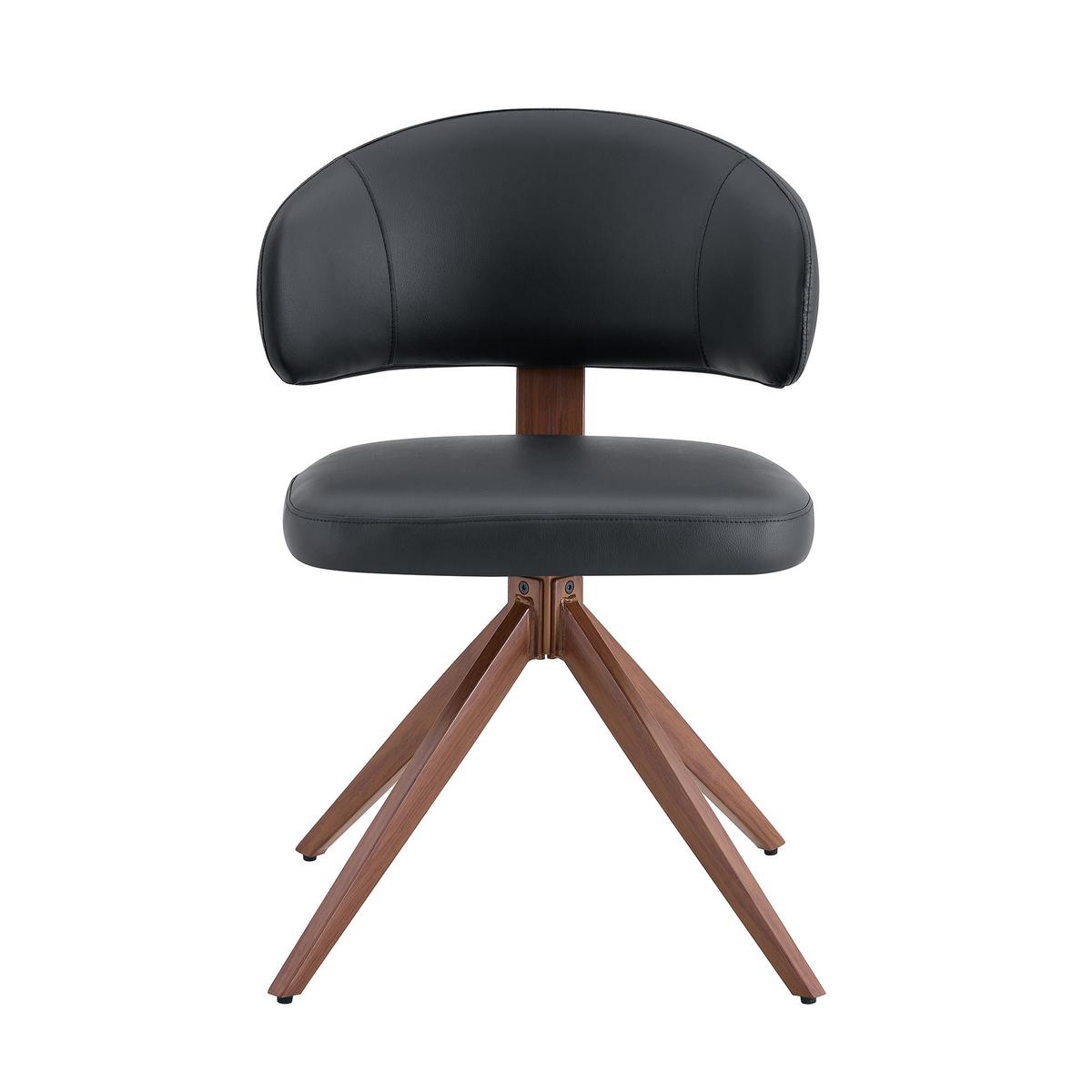 ESSZIMMERSTUHL Drehbar Schwarz PU-Leder mit Polsterung & Metallgestell - Schwarz, Leder (54.5/77/50.5cm) - Urban Meuble