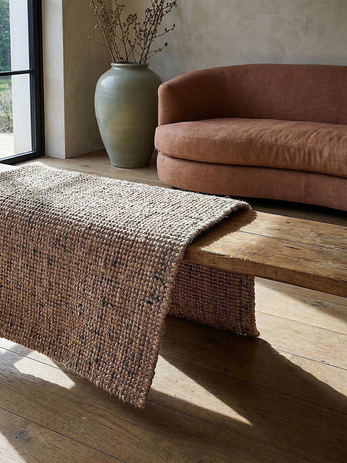 JUTETEPPICH handgewebt ERME, in Naturjute, Natur-Grün, 160 x 230 cm - Beige, Textil (230/160cm) - KADIMA DESIGN
