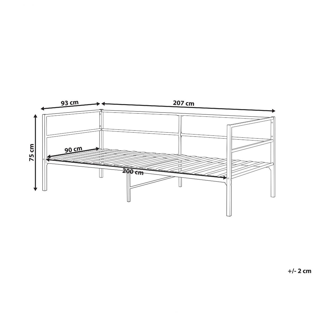 BETT mit Lattenrost 90x200 cm Schwarz Battut - Schwarz, Metall (90/200cm) - Beliani
