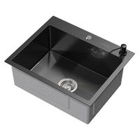 SPÜLBECKEN aus Edelstahl 55x45 cm Anthrazit mit Siphon und Seifenspender - Anthrazit, Metall (45/19/55cm) - ML-DESIGN
