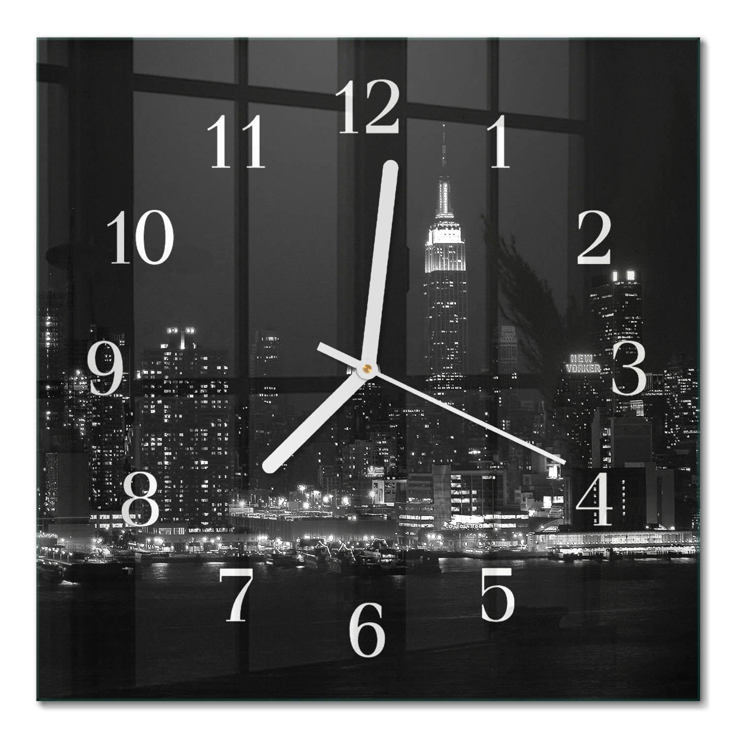 WANDUHR aus Glas 30x30 cm - Horizont - Schwarz, Glas (30/30/0.4cm) - TULUP
