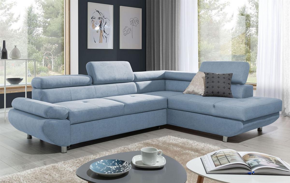 ECKSOFA Schlafsofa Panos In Esito - Blau, Holzwerkstoff/Textil (210/275cm) - Fun Möbel