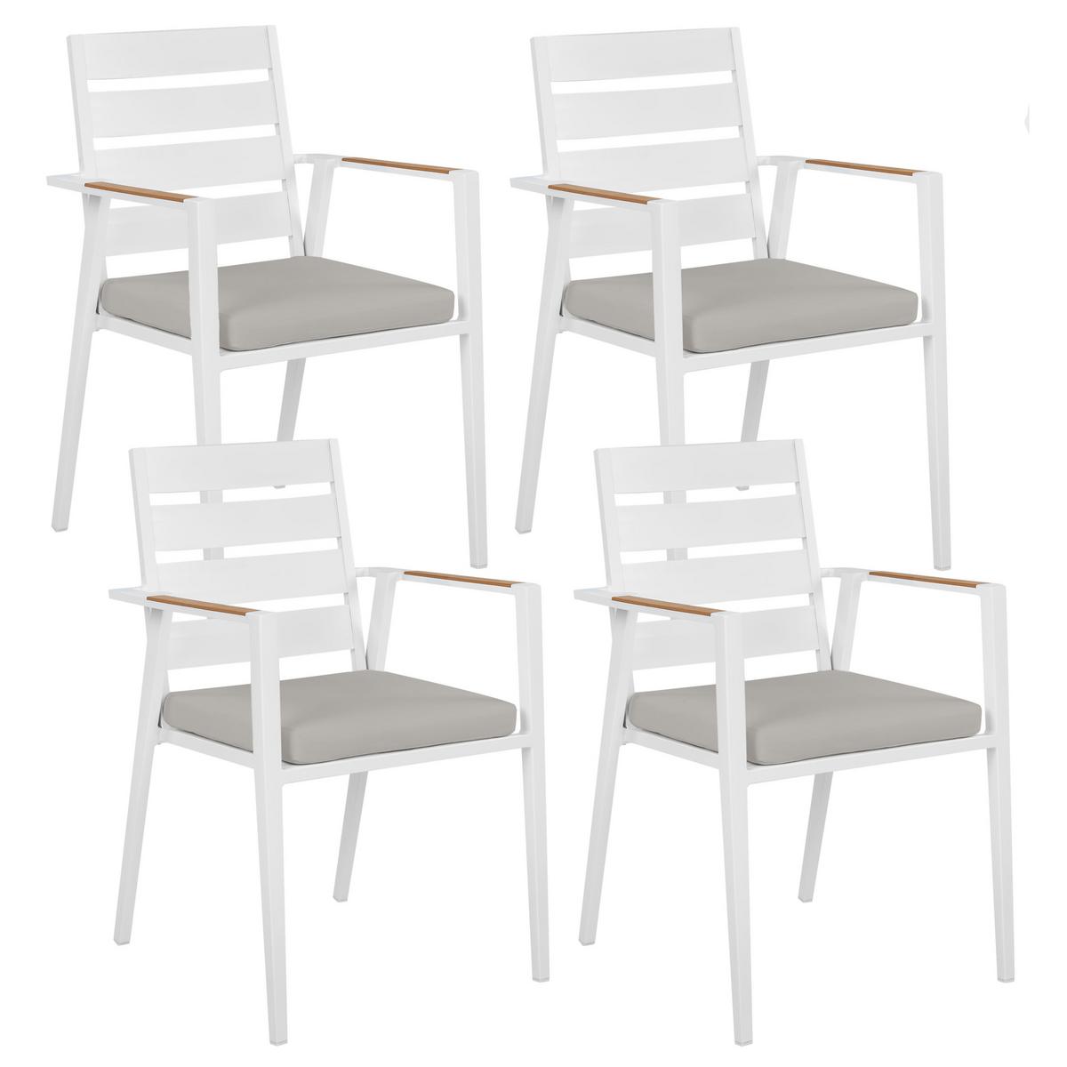 GARTENTISCH-SET 4-Sitzer Weiß Maletto/Taviano - Hellbraun/Weiß, Metall - Beliani