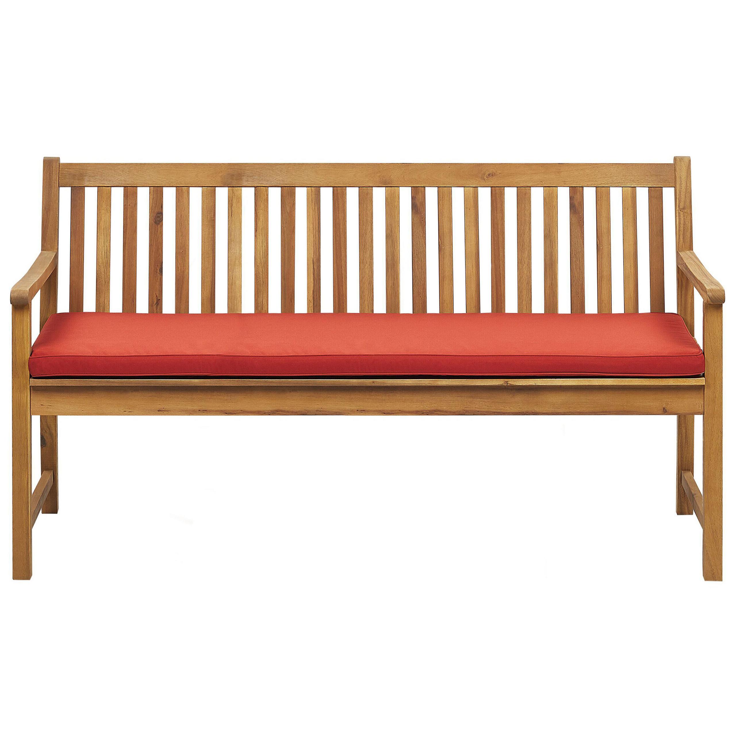 GARTENBANK zertifiziertes Holz hellbraun Auflage terracotta 160 cm Vivara - Hellbraun/Terracotta, Holz (160/88/61cm) - Beliani