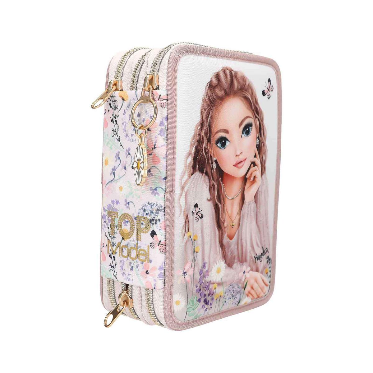 3-FACH FEDERTASCHE SUMMER FEELING INKL. STIFTE TOPModel violett 7,5 x 13 x 20 cm - Violett, Kunststoff (13/20/7.5cm) - Depesche Germany