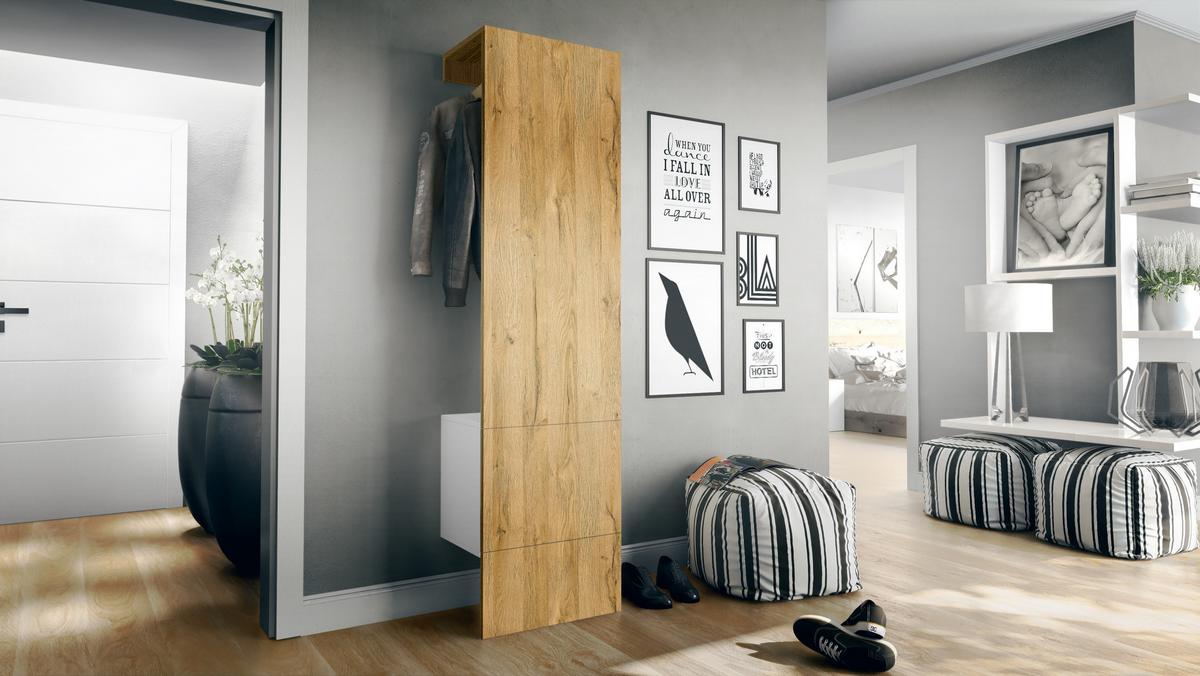 GARDEROBE Carlton Paneel in Eiche Nature - Eichefarben, Holzwerkstoff (52/193/35cm) - Vladon