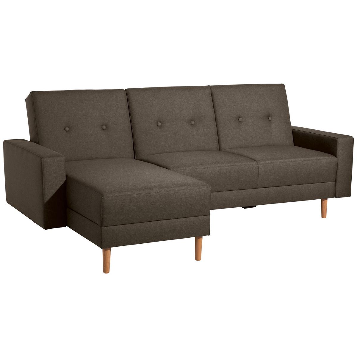 FUNKTIONSSOFA mit Hocker Kattie Flachgewebe braun - Braun, Kunststoff (144/230cm) - 58aufmkessel