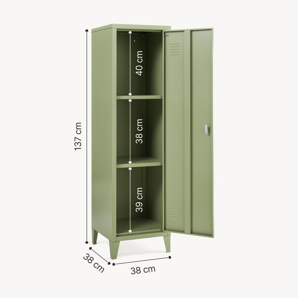 EINZELSPIND Kurikka - Olivgrün, Metall (38/137/38cm) - [en.casa]