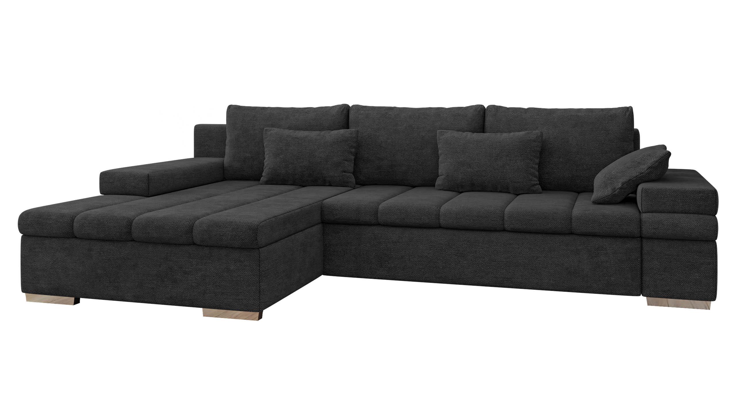 ECKSOFA Bangkok, Seite: Links - Anthrazit/Silberfarben, Holz/Textil (310/175cm) - MIRJAN24