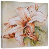 WANDBILD, Seerose und Knospen 30x30cm - Pink, Textil (30/30cm) - Feeby