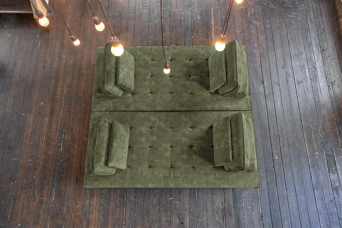 ECKSOFA WIOLO Dunkelgrün Velvet - Dunkelgrün/Silberfarben, Textil/Metall (350/240cm) - KAWOLA