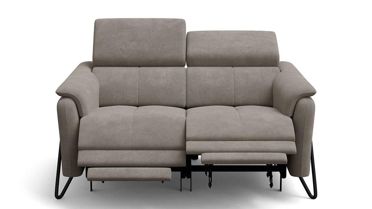 RELAXSOFA RODEN 2-Sitzer mit 2 Relax, beige, Veloursstoff - Beige, Holz/Textil (148/82/103cm) - Wozimo