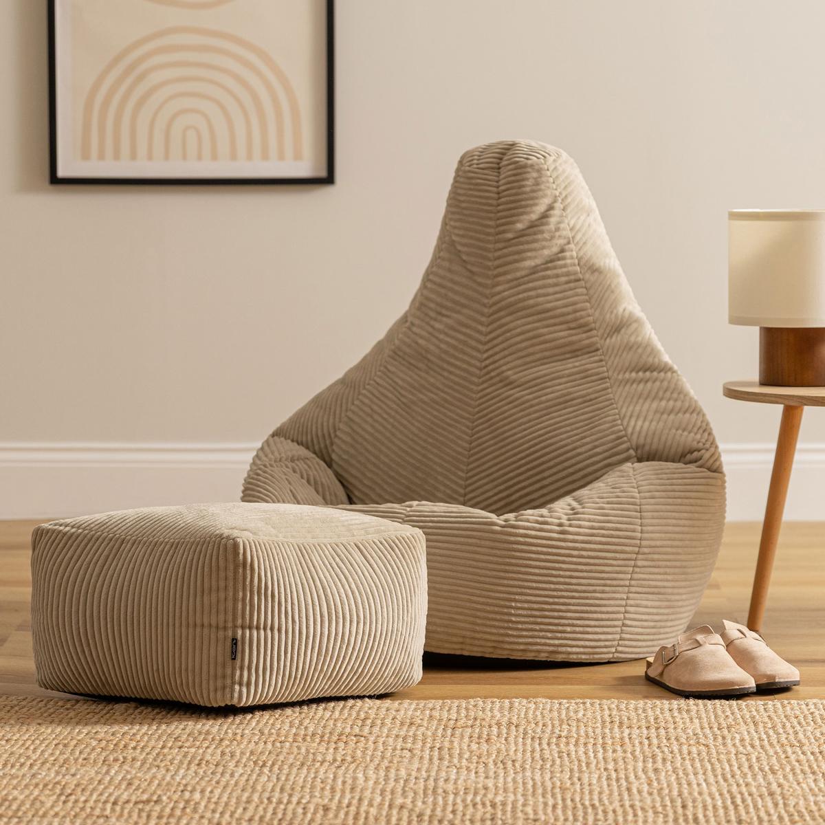 SITZSACK Dalton mit Hocker - Beige, Textil (82/76/82cm) - icon