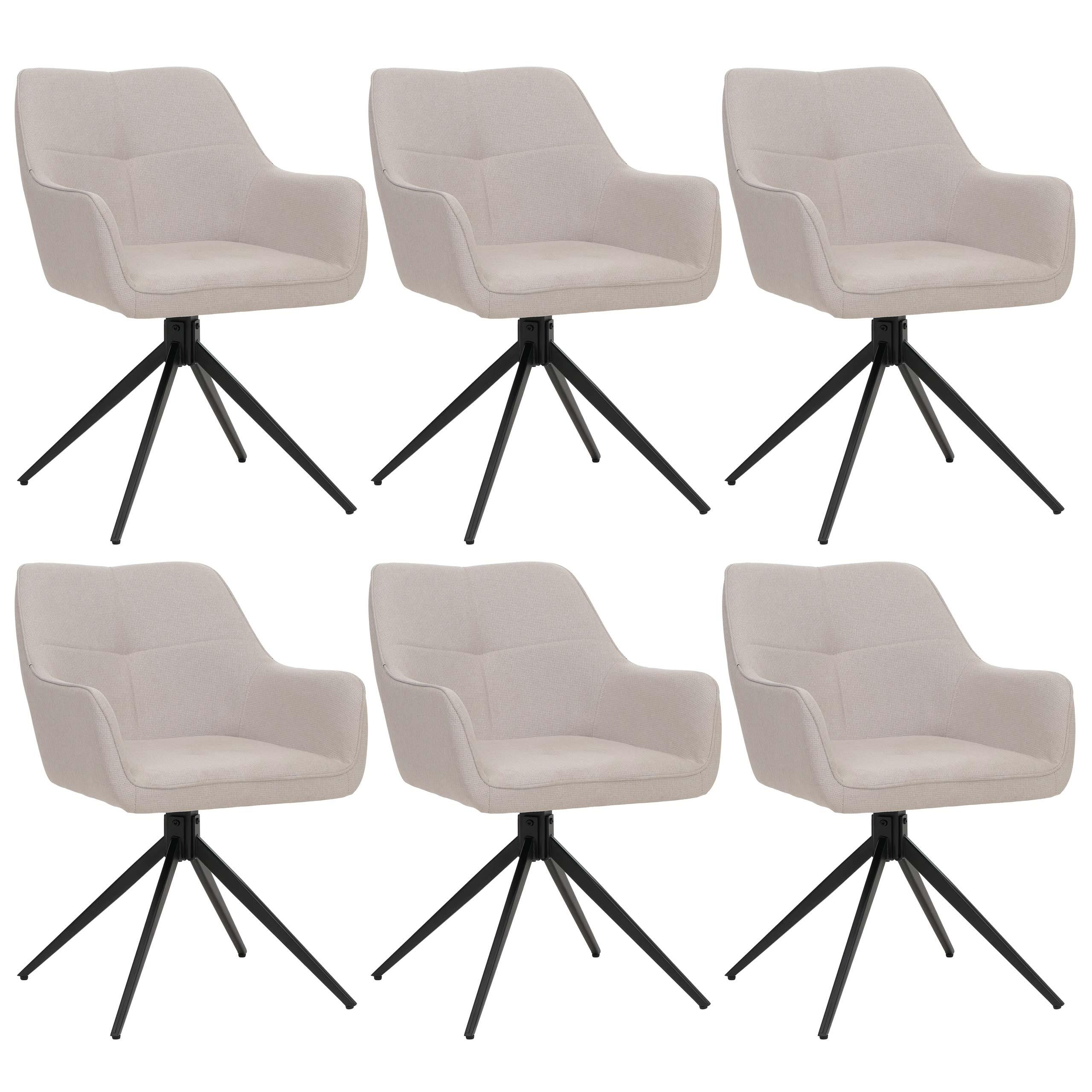 ESSZIMMERSTUHL Schwarz, Cremeweiß 6er-Set - Creme/Schwarz, Textil (53/80/59cm) - MCW