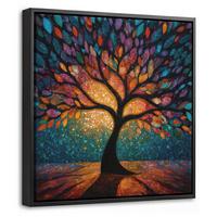 LEINWAND Bilder mit Rahmen - Mosaik - Bunt - Baum - Äste - 20x20 - Multicolor, Textil (20/20cm) - MuchoWow