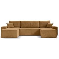WOHNLANDSCHAFT Hektor U mit Schlaffunktion gelb - Gelb/Schwarz, Kunststoff/Textil (377/94/152cm) - Beautysofa