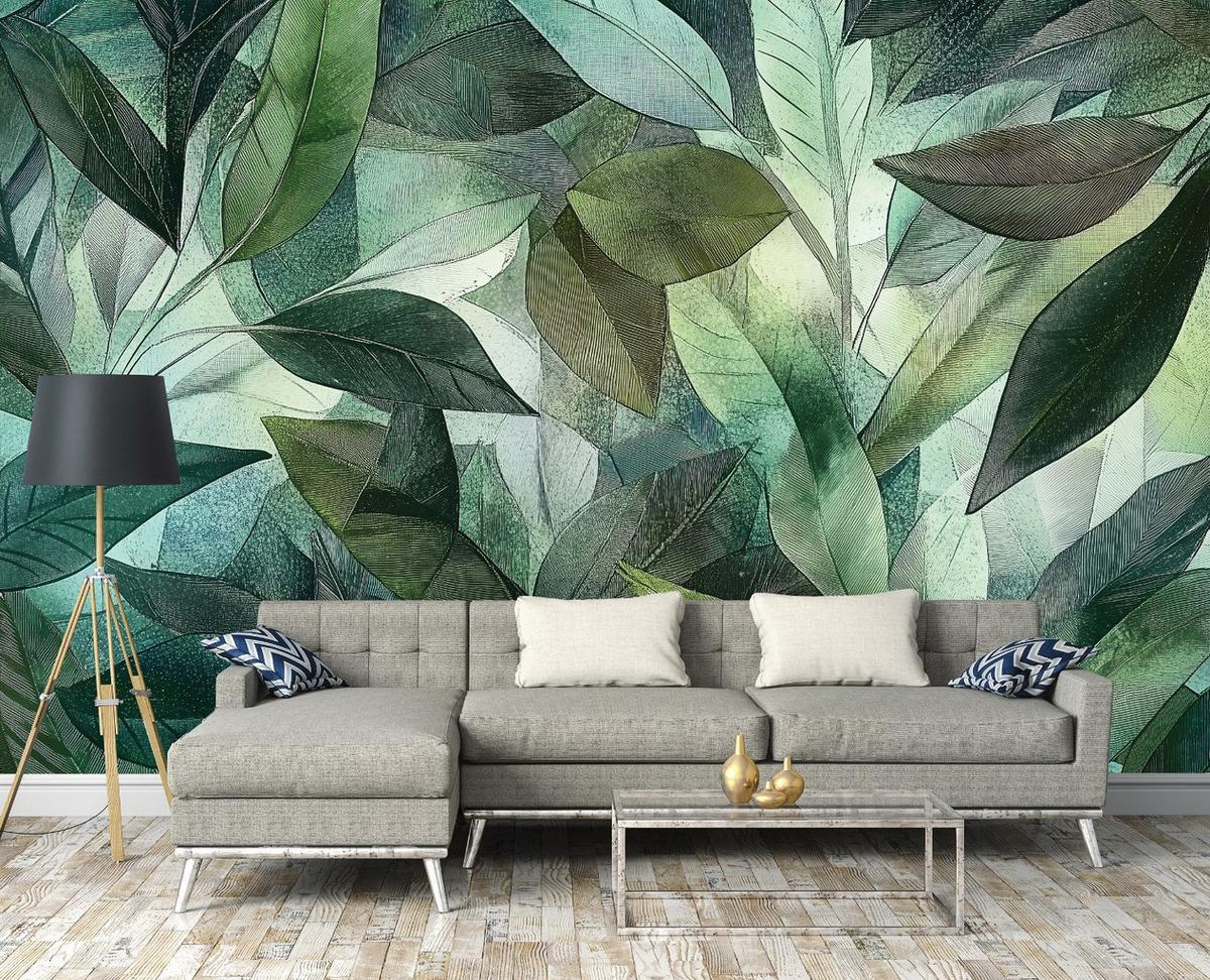 FOTOTAPETE Blätter Dschungel Natur Wohnzimmer Vlies Tapete 300x210 - Multicolor, Papier (300/210cm) - Wallarena