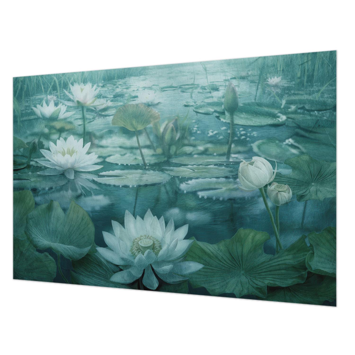 FOTOTAPETE 104x70 cm - Wasserblumen - Schwarz, Textil (104/70cm) - Wallfluent