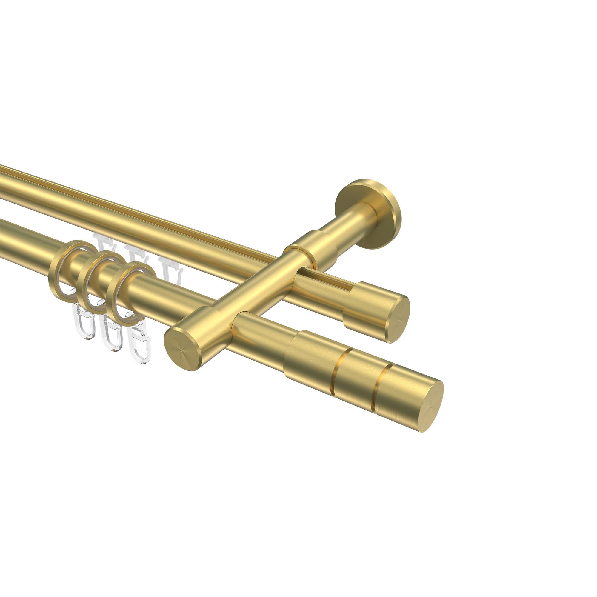 GARDINENSTANGE RUNDROHR-INNENLAUF Prestige Elanto 120 cm, 2-läufig, 20 mm Ø Messing-Optik - Messingfarben, Metall (120cm) - INTERDECO