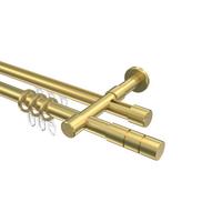 GARDINENSTANGE RUNDROHR-INNENLAUF Prestige Elanto 120 cm, 2-läufig, 20 mm Ø Messing-Optik - Messingfarben, Metall (120cm) - INTERDECO