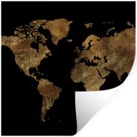 WANDTATTOO Weltkarte - Gold - Luxus - Erde - Schwarz Wanddeko 50x50 cm - Goldfarben, Kunststoff (50/50/0.1cm) - MuchoWow