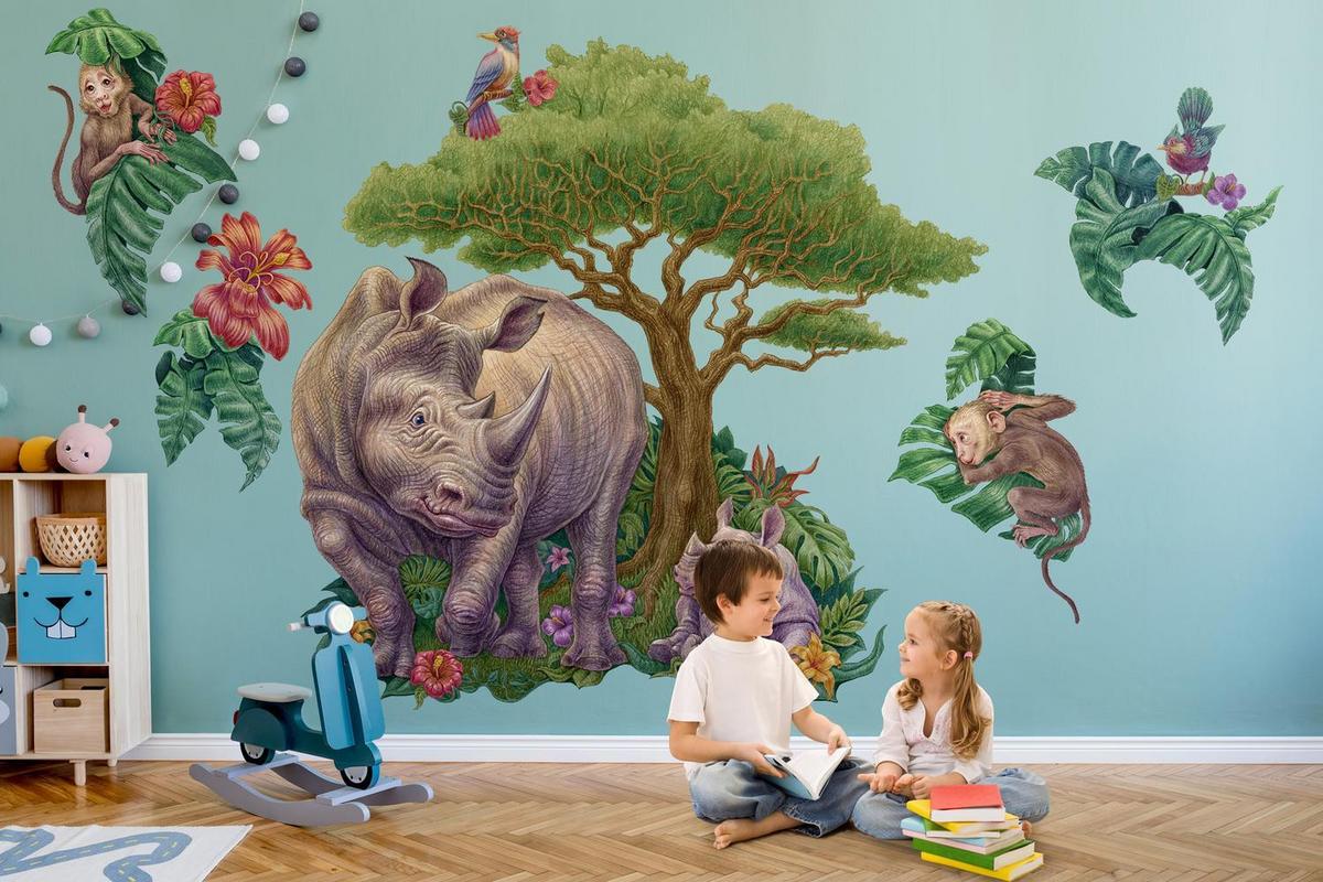 WANDAUFKLEBER 60x65cm - Zeichentrick-Wildtiere - Multicolor, Kunststoff (60/65/0.1cm) - Wallfluent