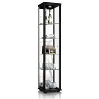 GLASVITRINE 33/37/176 cm mit Spiegel, LED & 4 höhenverstellbaren Glasböden - Transparent/Silberfarben, Glas/Holzwerkstoff (37/176/33cm) - K-Möbel