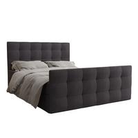 BOXBETT Orchido 140/200 cm in Grau – mit Bettkasten + TOPPER - Schwarz/Grau, Holz/Holzwerkstoff (140/200cm) - AX Living