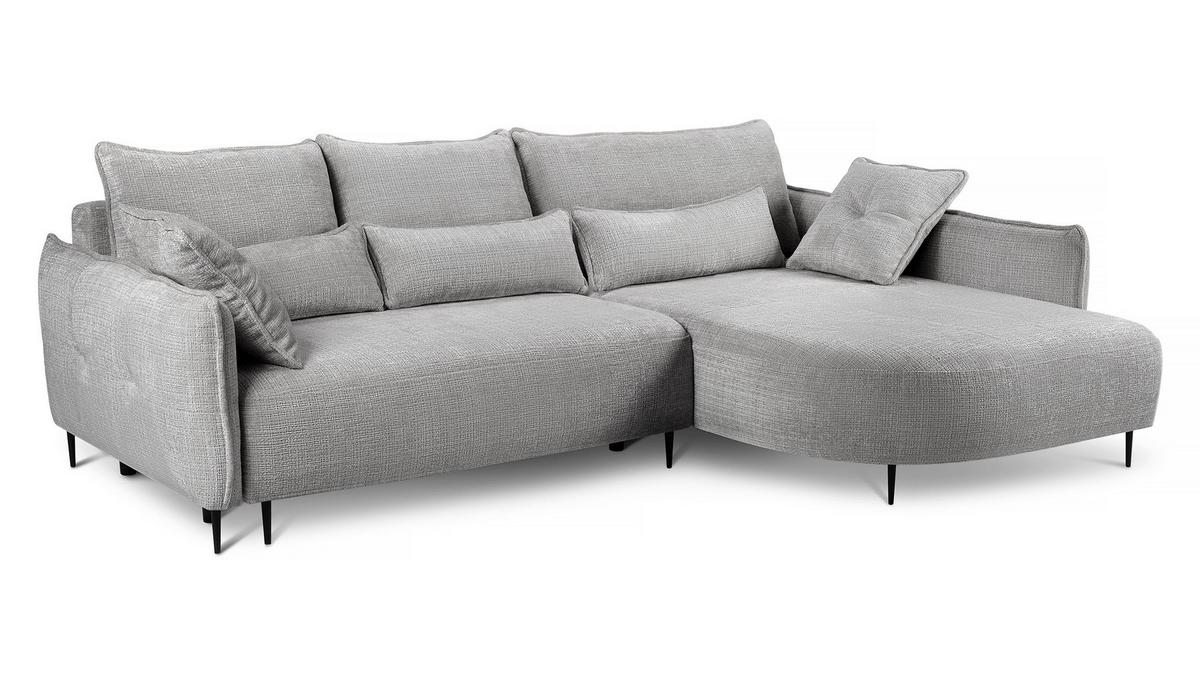 ECKSOFA Oblivio Grau Chenille - Schwarz/Grau, Textil/Metall (285/200cm) - Selsey