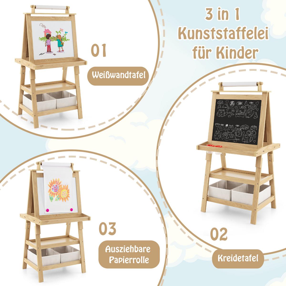 STAFFELEI Natur - Naturfarben, Holz (59/117/50cm) - COSTWAY