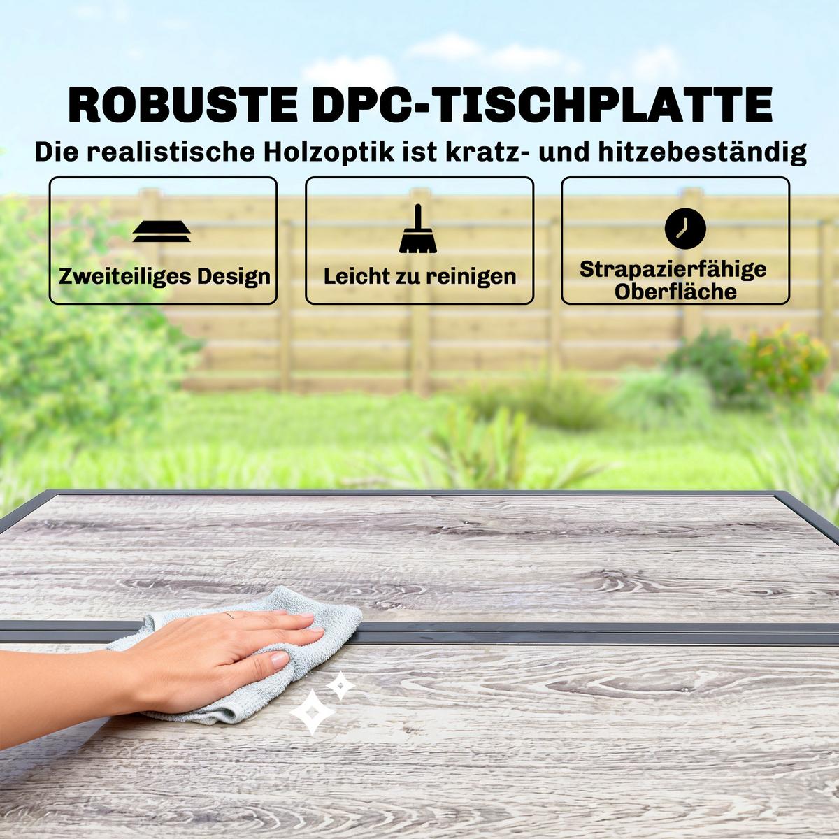 OUTDOOR-ESSGRUPPE 5er Set Stahl Kunststoff Grau - Dunkelgrau/Grau, Textil/Metall - Outsunny