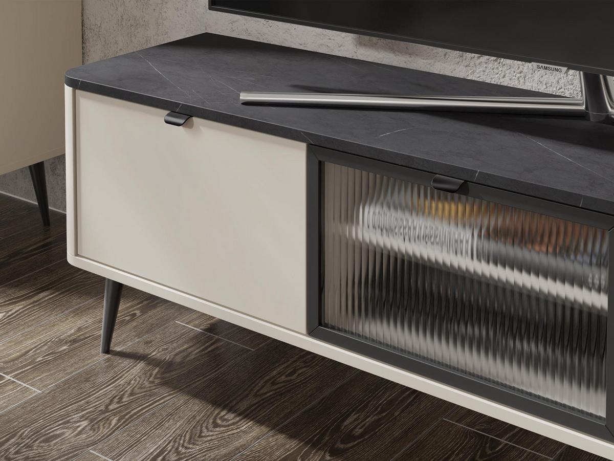 TV-ELEMENT Marly 2K1W RE12 - Kaschmir/Schwarz, Holzwerkstoff/Metall (160/52/40cm) - MIRJAN24