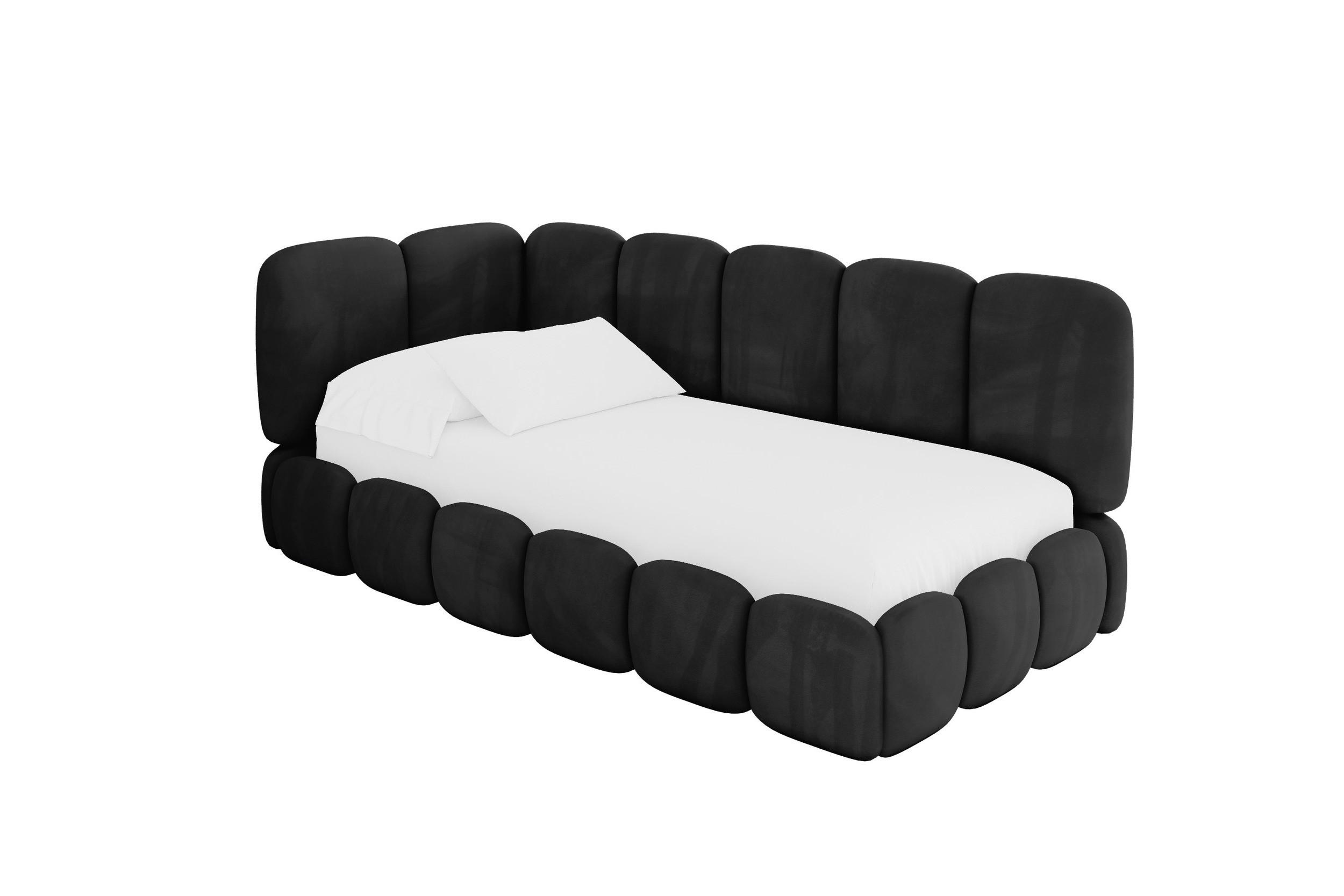 EINZELLBETT Jugendbett mit Bettkasten, Rechts - AVRY 100x200 Schwarz - Anthrazit/Schwarz, Holzwerkstoff/Textil (100/200cm) - ALTDECOR