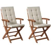 GARTENSTUHL 2er-Set Taupe Maui Premium - Taupe/Braun, Holz (46/92/48cm) - Beliani