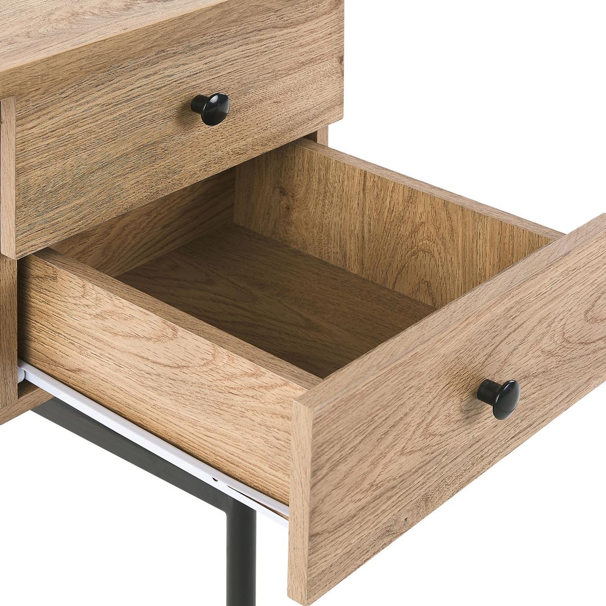 SCHREIBTISCH schwarz/heller Holzfarbton 120/60/77 cm Abilen - Hellgrau, Holzwerkstoff (60/120/77cm) - Beliani