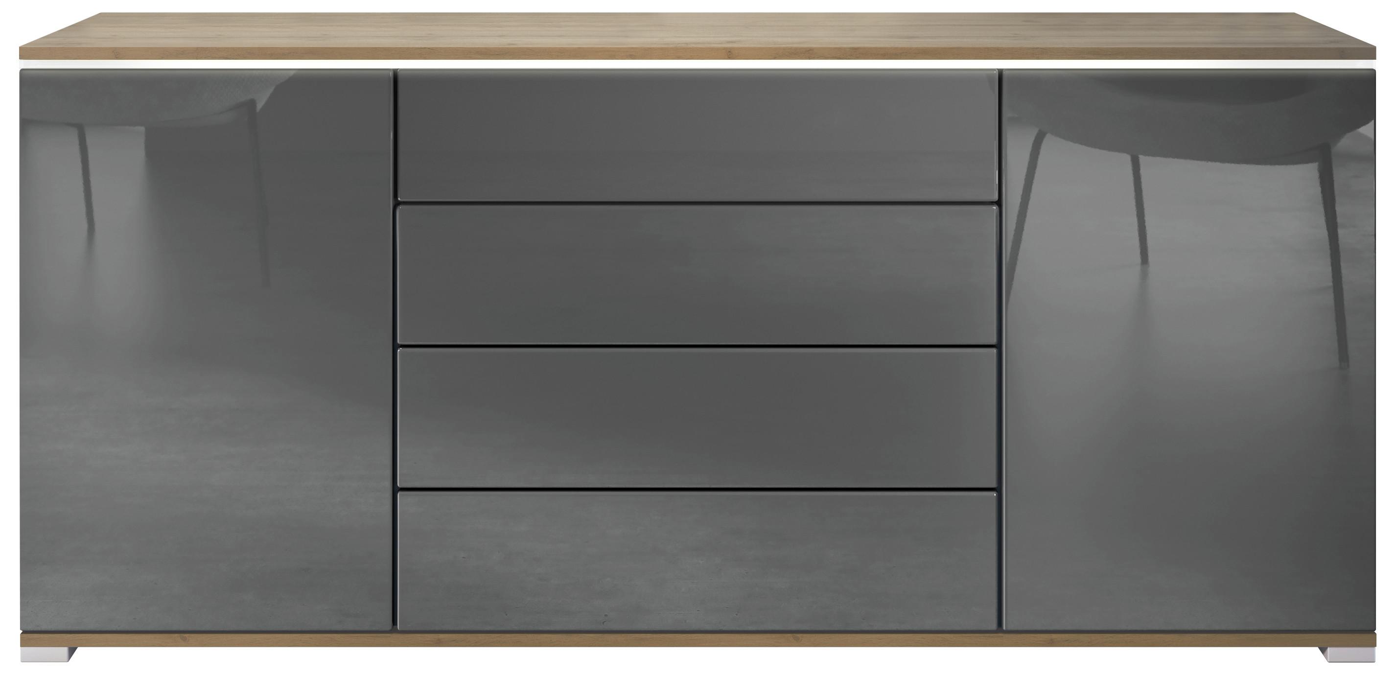 SIDEBOARD Faro Grau Hochglanz - Grau, Holzwerkstoff (166.5/75.5/35cm) - Vladon