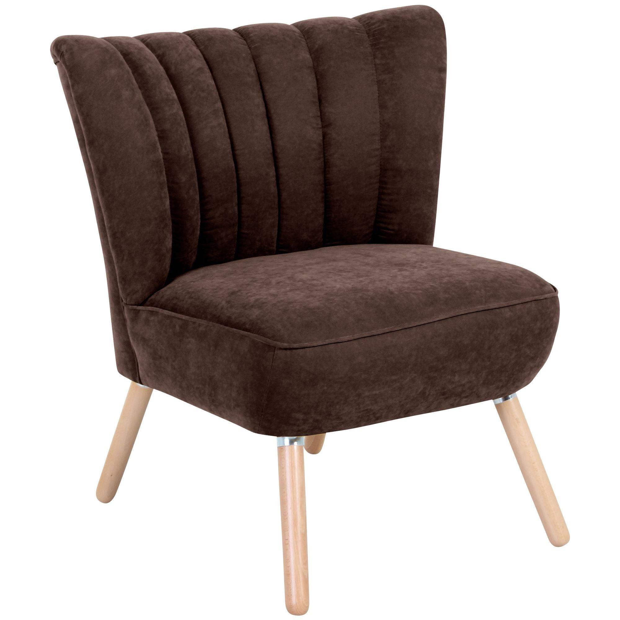 SESSEL Kadisha Bezug Velourstoff Buche natur / braun - Dunkelbraun/Buchefarben, Kunststoff (70/80/66cm) - 58aufmkessel