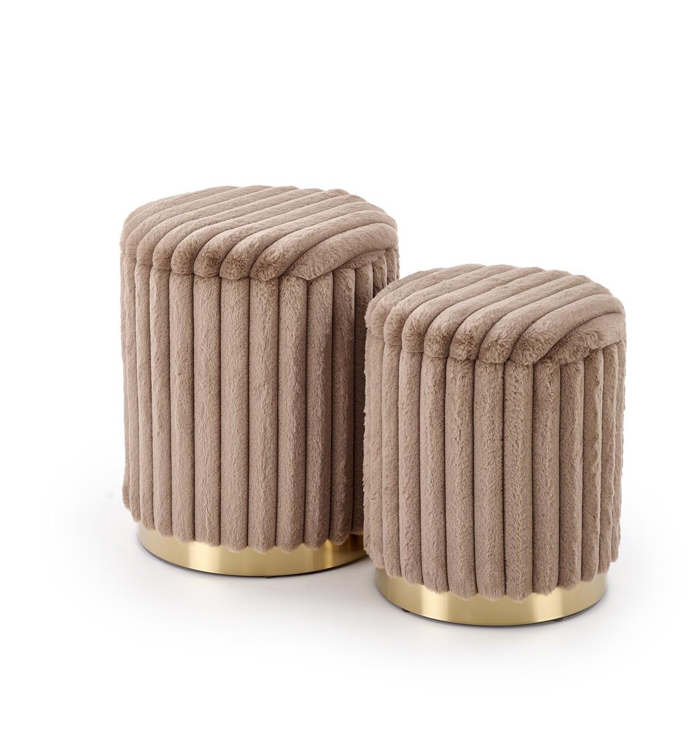 POUF-SET der gepolsterten AUREA Cappuccino - Cappuccino, Textil (40/45/40cm) - Lookway