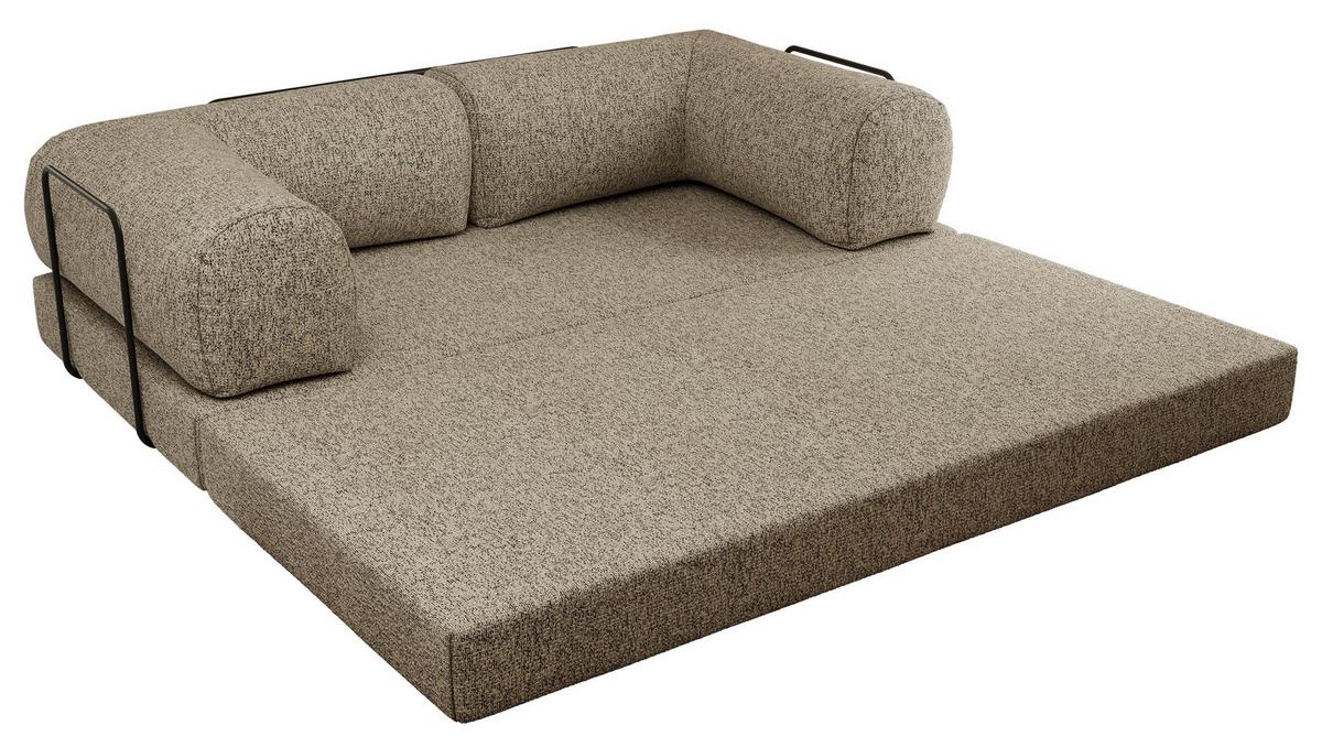 3-SITZER SOFA ORSETTO - Taupe Stukture - Taupe/Schwarz, Textil/Metall (200/70/100cm) - MKS