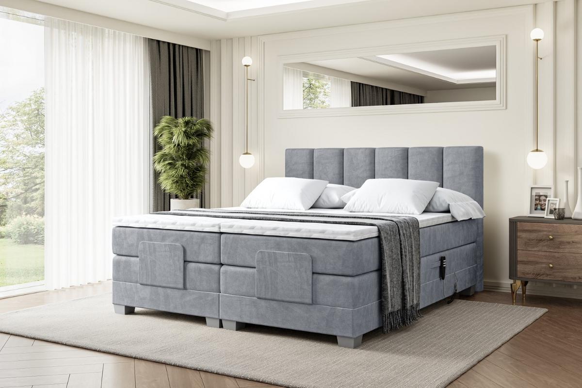 BOXSPRINGBETT elektrisch verstellbar mit 2 Matratzen H4/Taschenfederung AMEL EL 160 x 200 Hellgrau - Hellgrau, Holzwerkstoff (167/200cm) - ALTDECOR