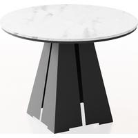 ESSTISCH Kova runder ausziehbarer, Marmor Weiß 100-180/100/76 cm - Ecru/Schwarz, Holzwerkstoff/Metall (100/176/76cm) - WFL GROUP