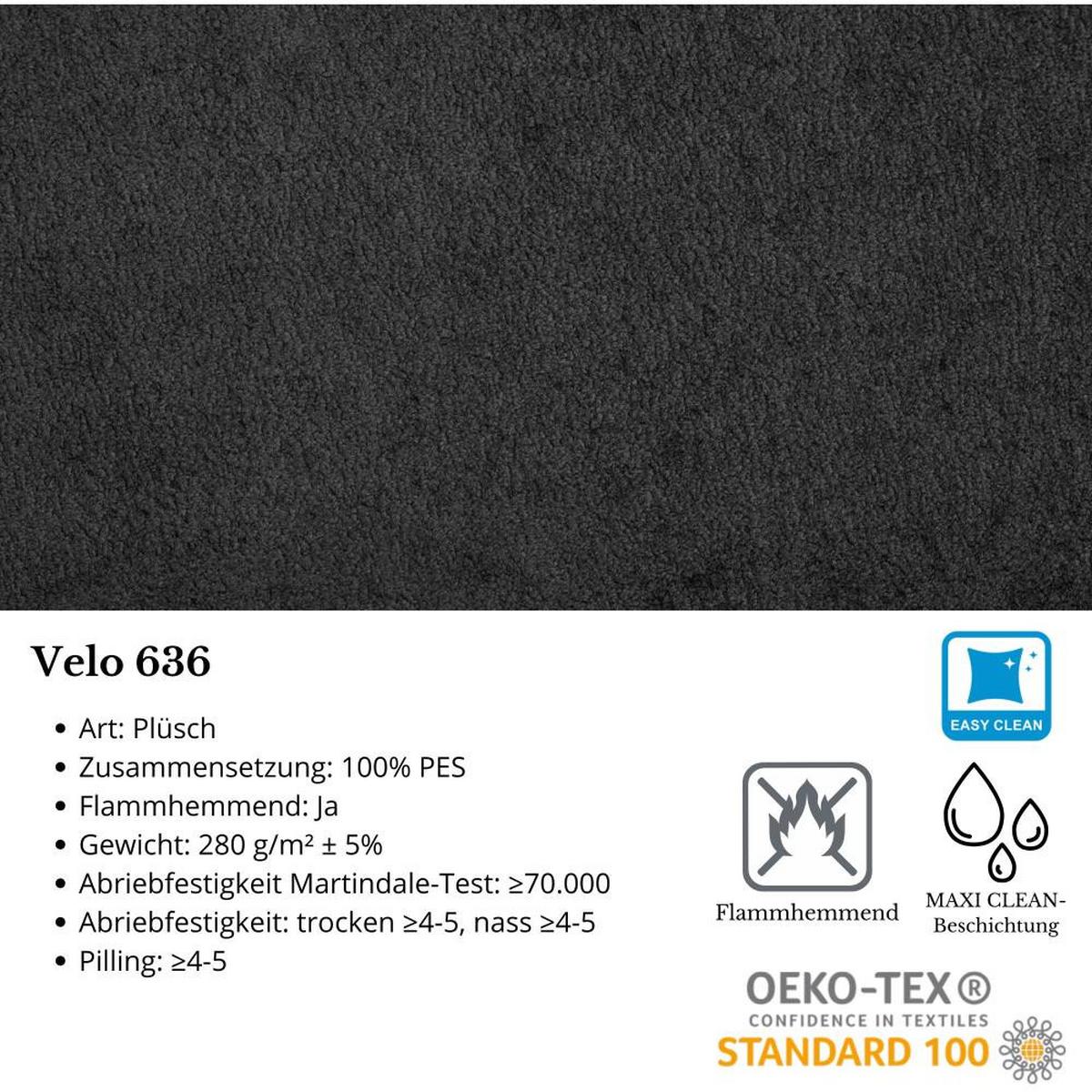ECKSCHLAFSOFA Gavi graphit velours links - Graphitfarben, Textil (269/171cm) - Beautysofa