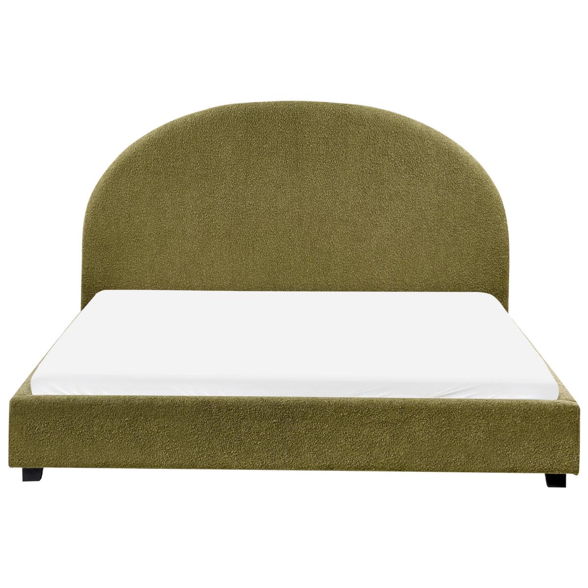 BETT mit Lattenrost 160/200 cm Bouclé Olivgrün Vaucluse - Grün, Textil (160/200cm) - Beliani