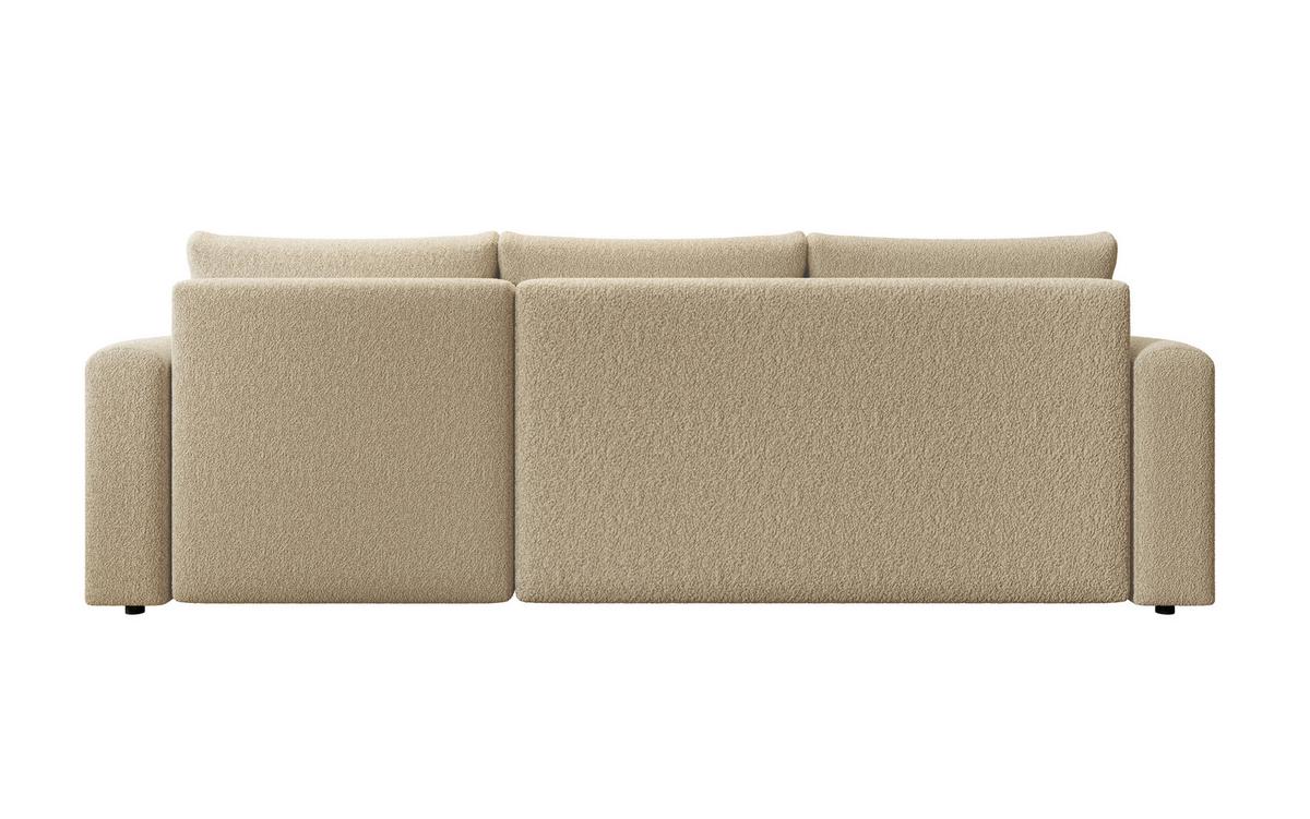 ECKSOFA DORA L, Eckcouch in L-Form mit Schlaffunktion und Bettkasten, Farbe: Creme, Bouclé-Stoff, Ottomane Rechts - Creme, Textil (240/143cm) - Storez24