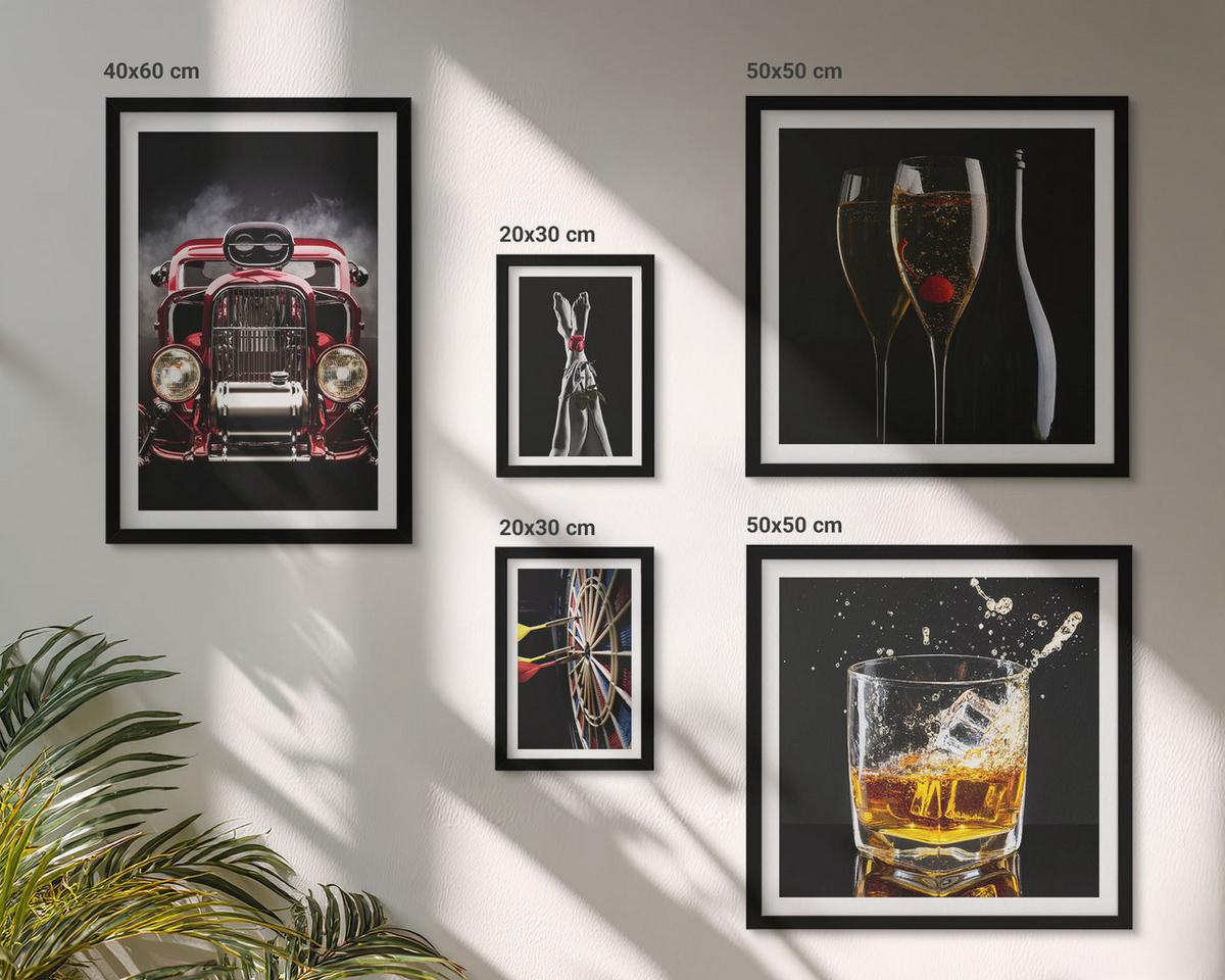 BILDER SET 5er Set - 50x50 cm & 20x30 cm & 40x60 cm Schwarzer Rahmen - Frauenbeine Rosenwagen Wein - Schwarz, Kunststoff (40/60cm) - TULUP
