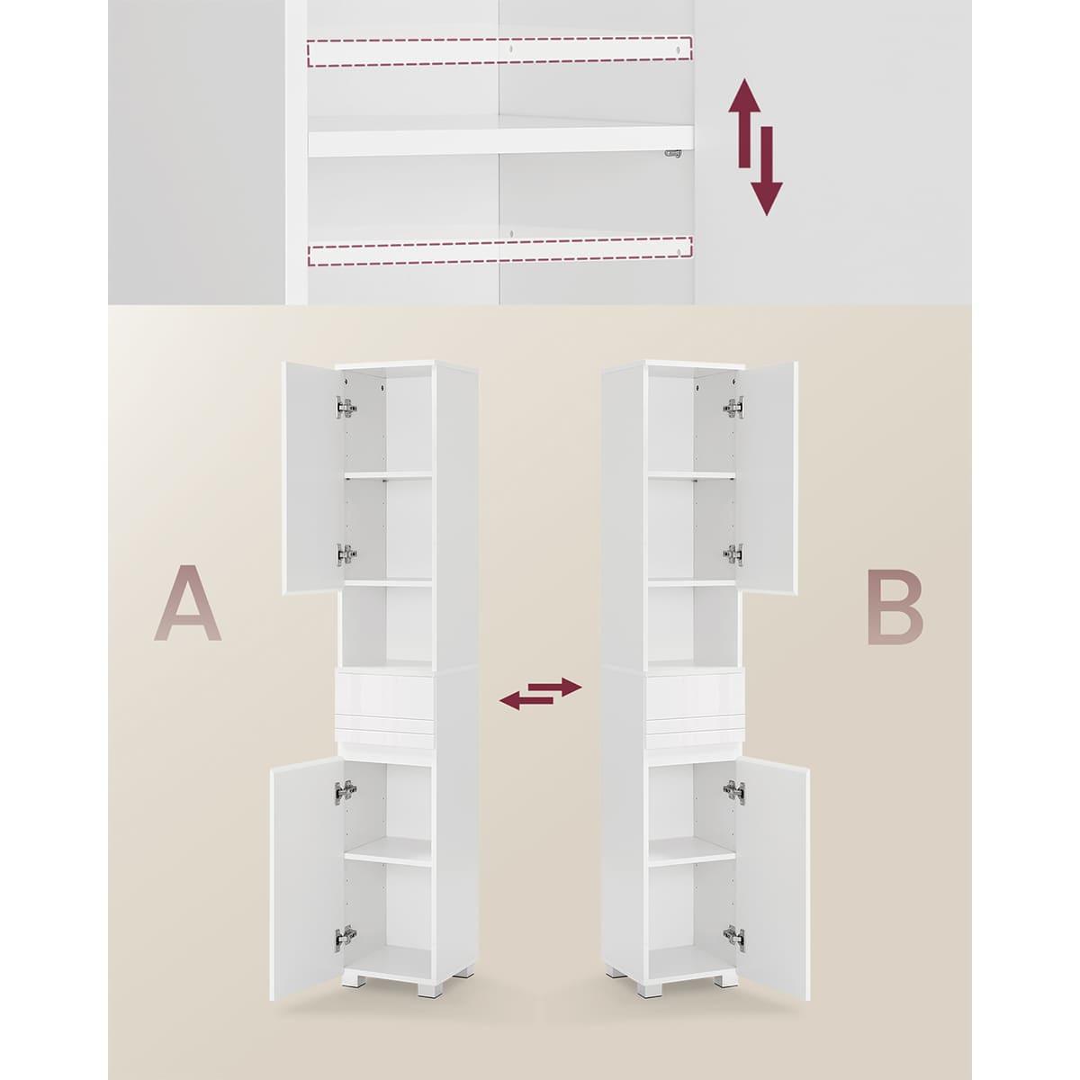 BADEZIMMERSÄULE 2 Türen, 1 Schublade und 1 Nische - 30/30/170 cm - Weiß, Holzwerkstoff (30/170/19cm) - Calicosy